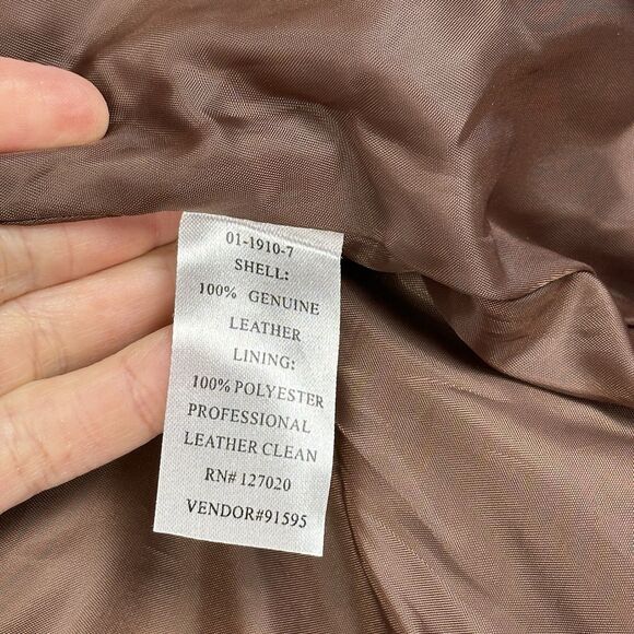 Vtg Leather Jacket Women 14 Petite Brown Blazer Classic Grunge Biker Hipster Y2K - Picture 11 of 11